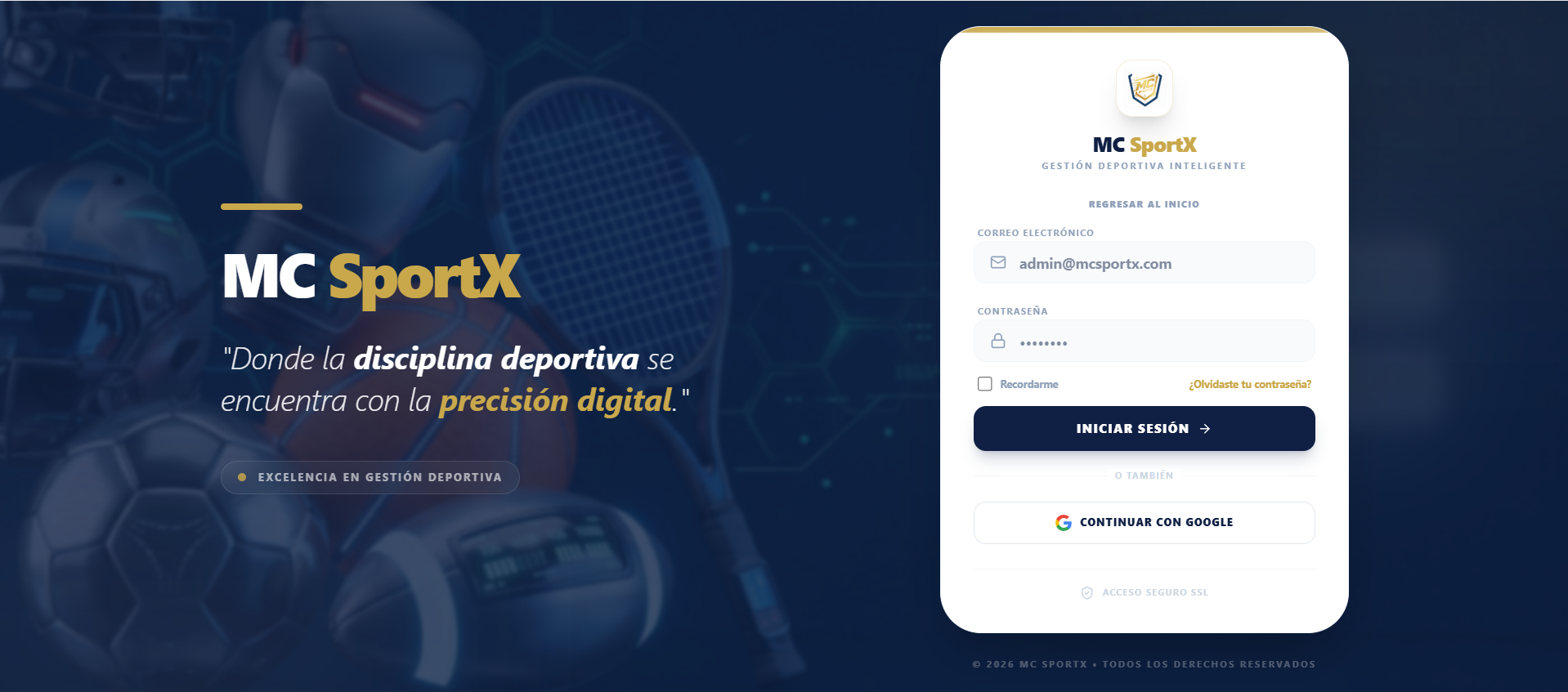 MC SportX Dashboard